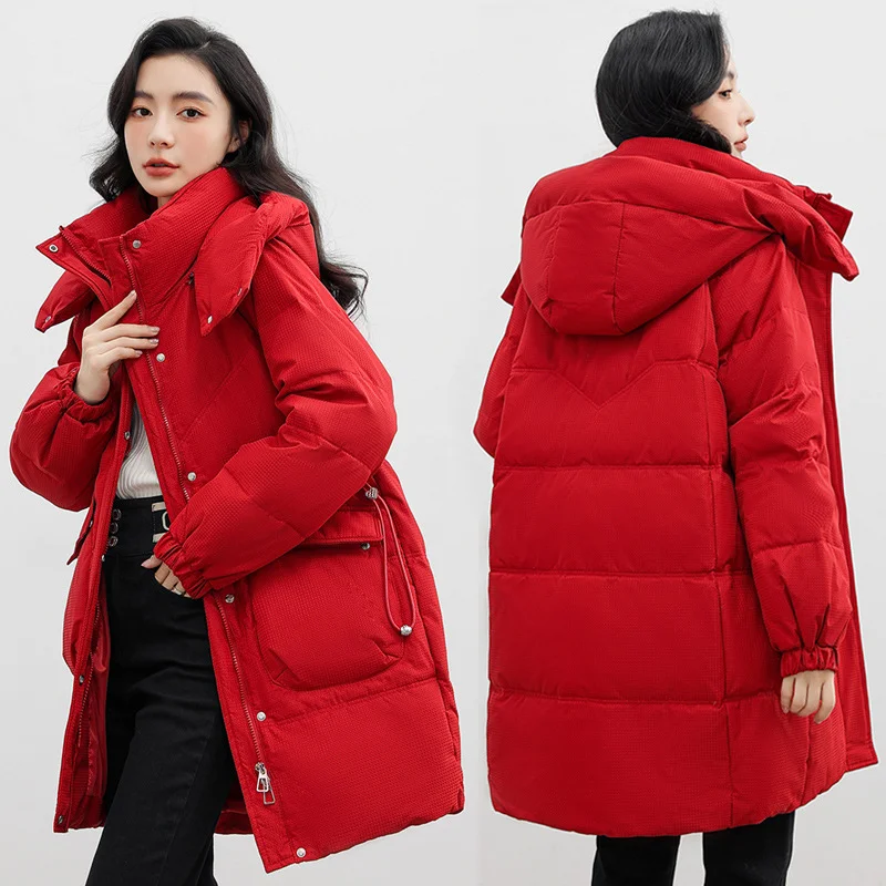 Woherb Advanced Sense Super Good-Looking Down Cotton Clothes Women 2023 New Winter Long Plus Thick Cotton-Padded Coat Super Thick Coat-Outfit Ideas