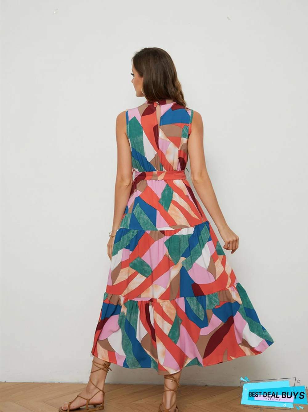 Explosions Sleeveless Lace-Up Holiday Style Dress In Summer