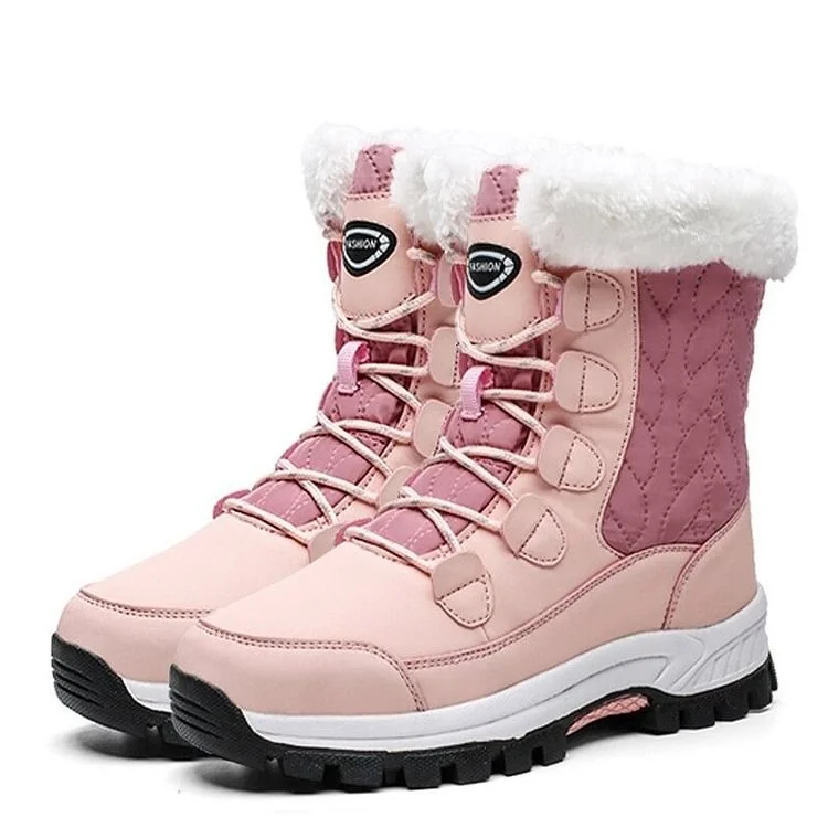 Women Anti-Slip Fur Warm Waterproof Snow Boots Mid Calf Radinnoo.com