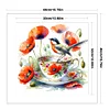 Poppy Bird Teacup-14CT Counted Cross Stitch 40*40cm/15.75*15.75in
