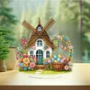 (US Only)2D Flat Print Easter Windmill DIY Table Top Diamond Painting Ornament Kits