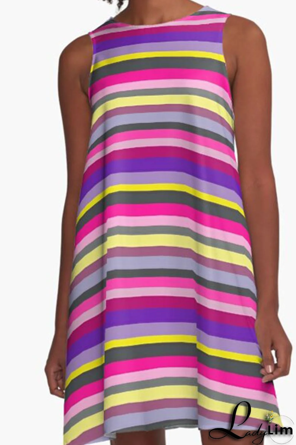 Pink Purple Casual Print Patchwork O Neck A Line Dresses