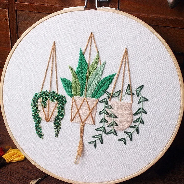 Hanging plants embroidery starter kit for beginners
