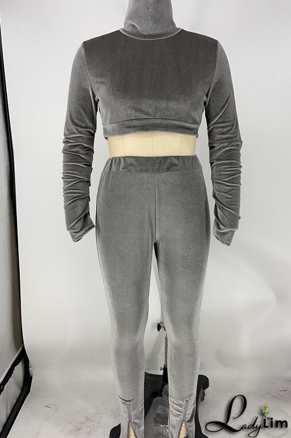 Red Sexy Solid Patchwork Turtleneck Long Sleeve Two Pieces