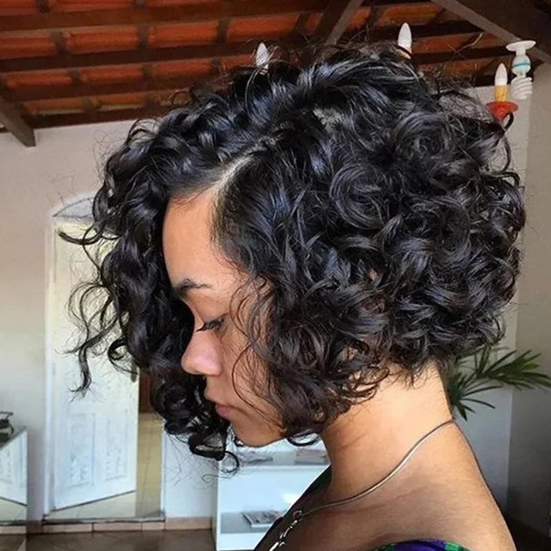Black Fashion Personality Short Curly Wigs | EGEMISS