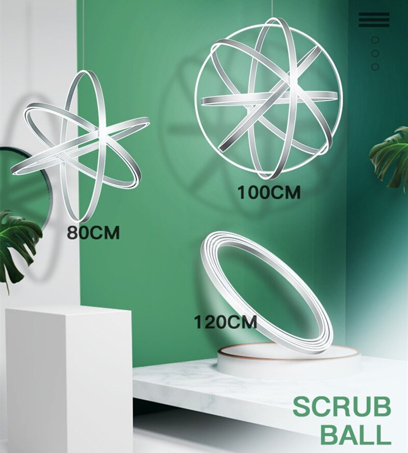 Customized Nordic Circular Pendant Lights Hong Kong-style Designer Living Model Room Lighting Circle Scrub Ball Lamp