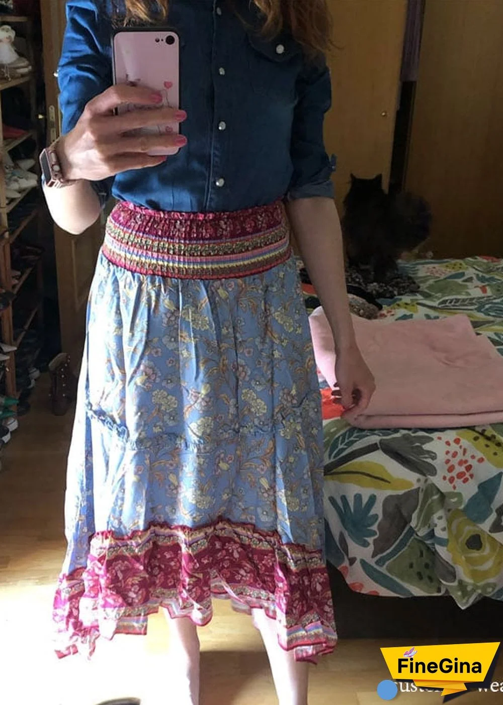 Boho Skirts in Rose Pink Aurelia For Women