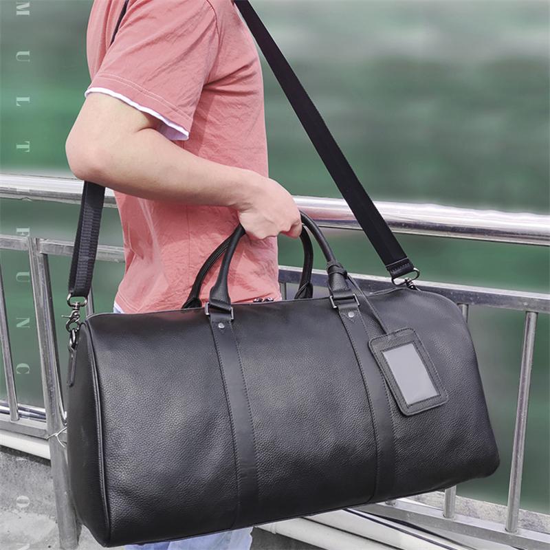 Large Capacity Travelling Simple Style Handy Trendy Leather Chunky Duffel Bag