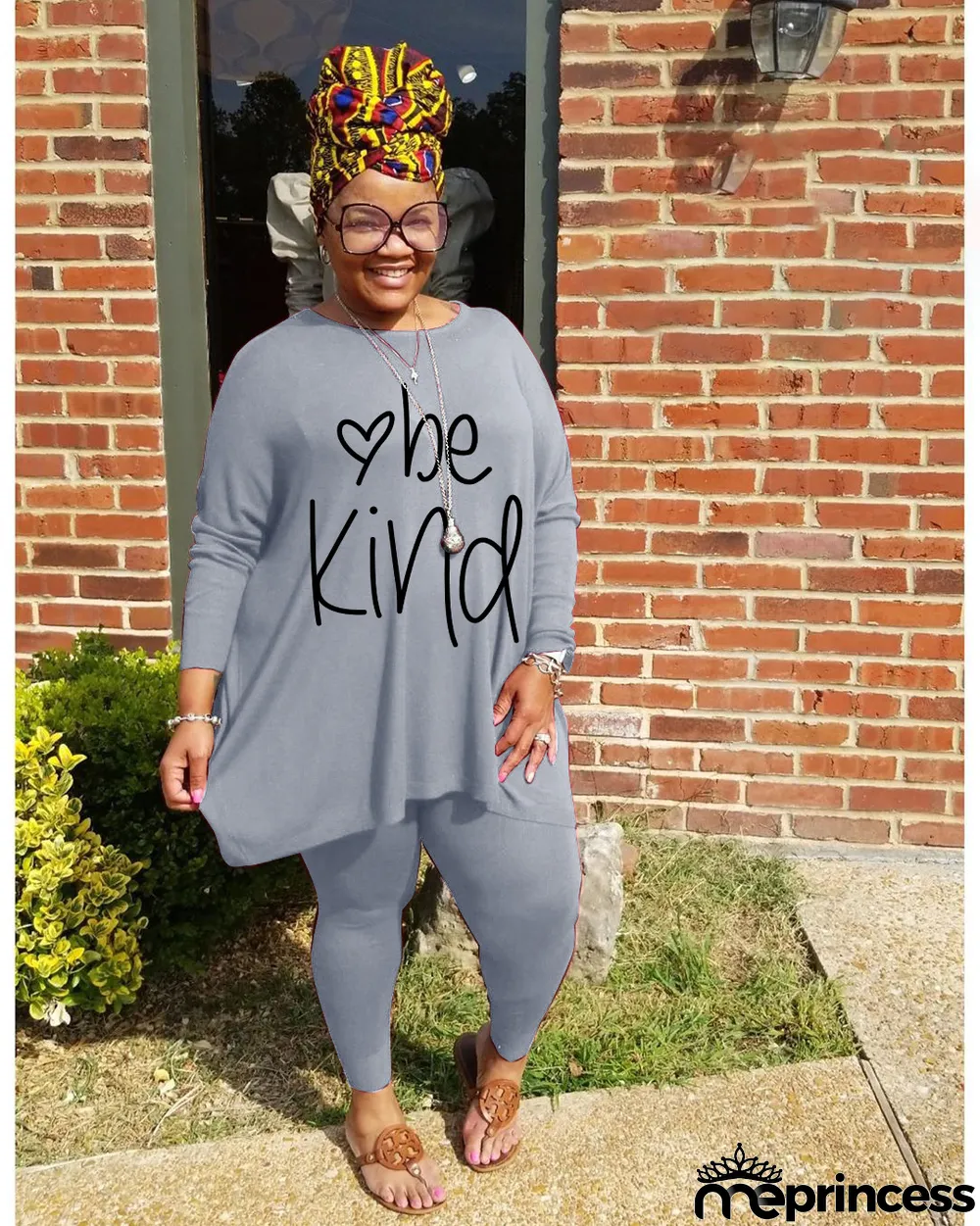 Plus Size Letter Print Long Sleeve Two Piece Suits