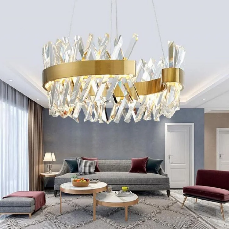 Arsenio Open Round Crystal Chandelier Dining Room Light Fixtures Vjlight