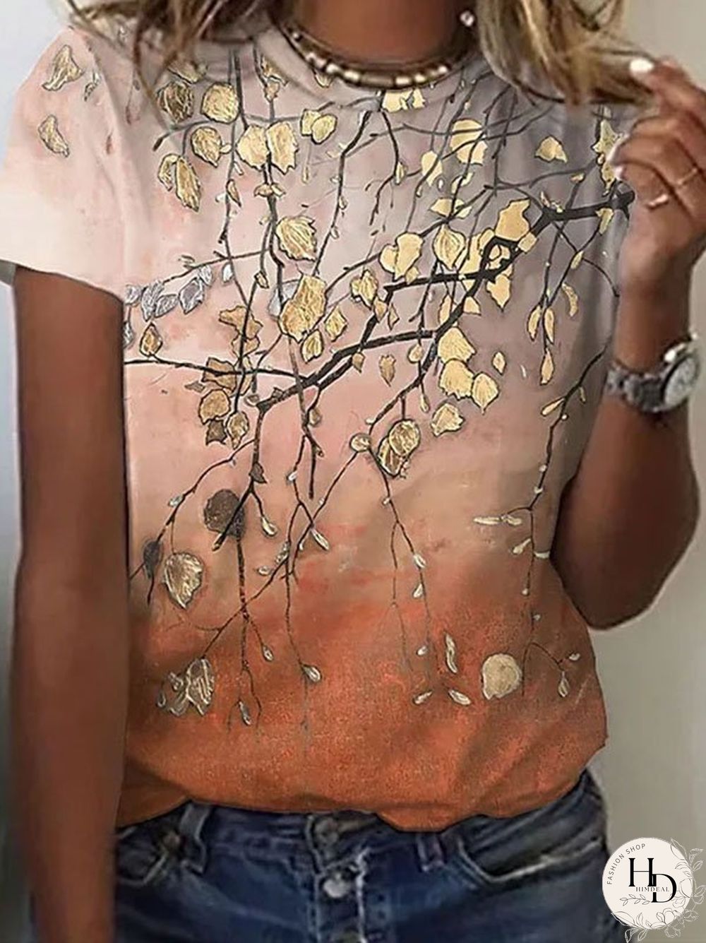 Floral Casual Crew Neck Short Sleeve T-Shirt
