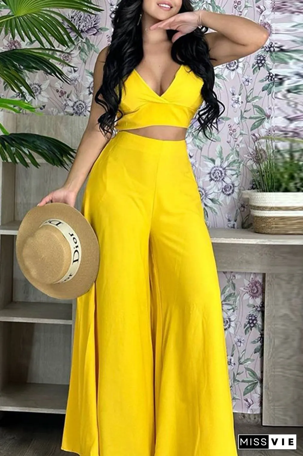 Celebrities Elegant Solid Solid Color Sleeveless Two Pieces