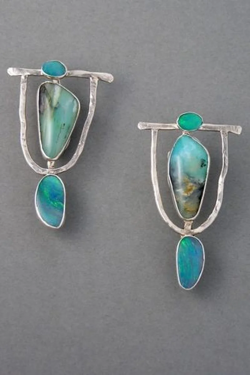 Retro Earrings Silver Color Earrings for Women Inlaid Green Stone Dangle Earrings Women Bridal Wedding Jewelry Gift