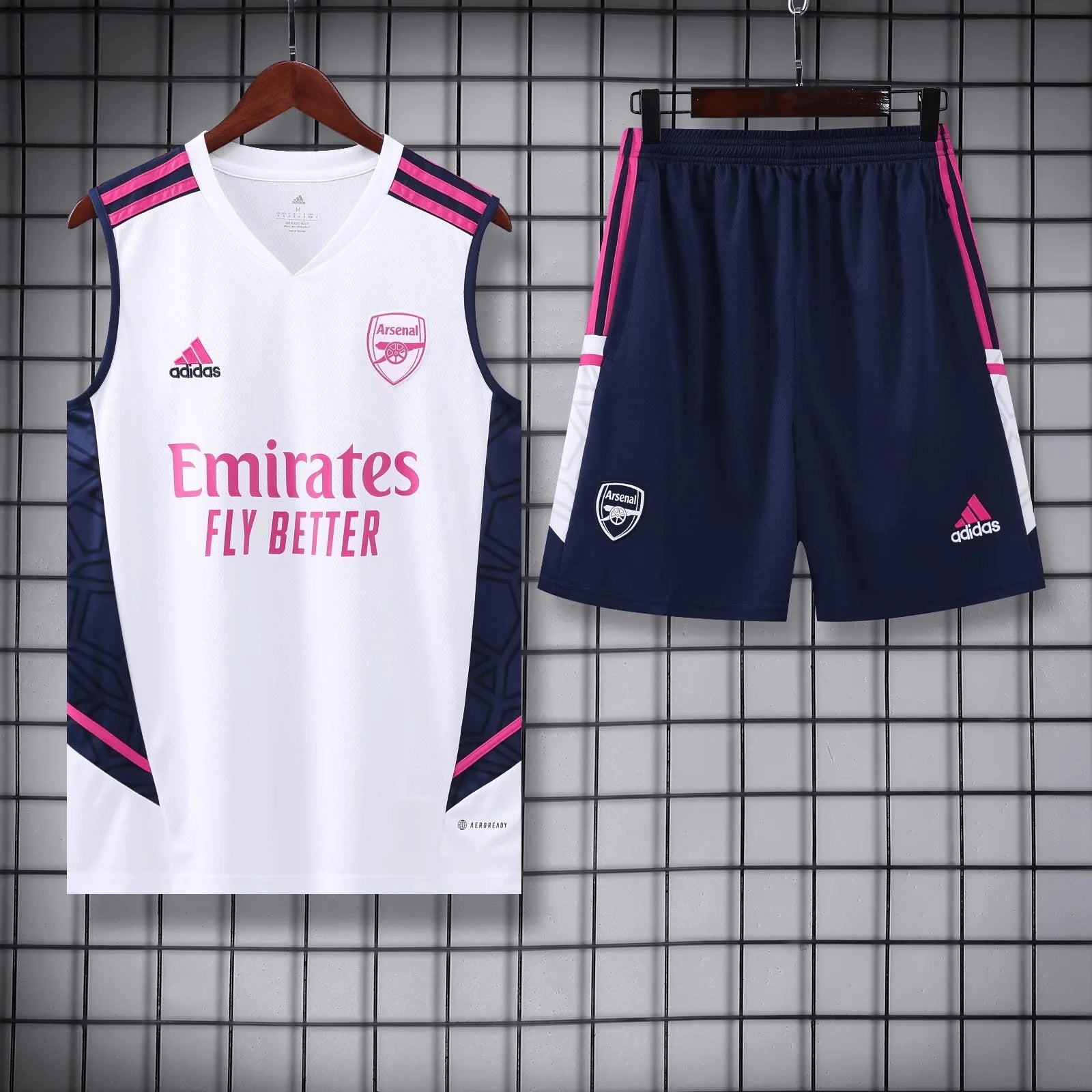 2023/2024 Arsenal pre-match training White Jersey+Shorts mysite