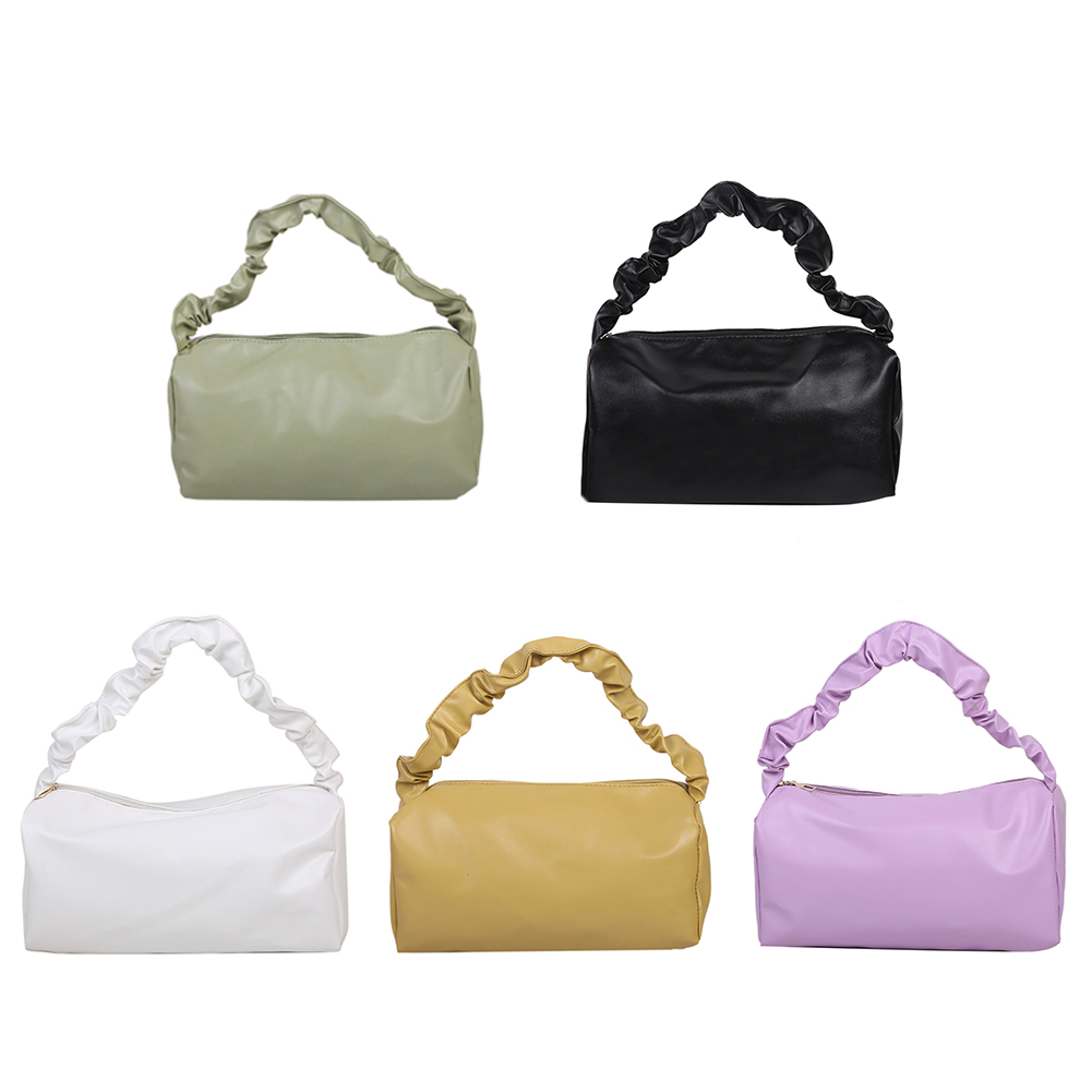 

Pleated Handbags for Women Solid Color Small Daily Underarm Shoulder Bags, Yellow, 501 Original