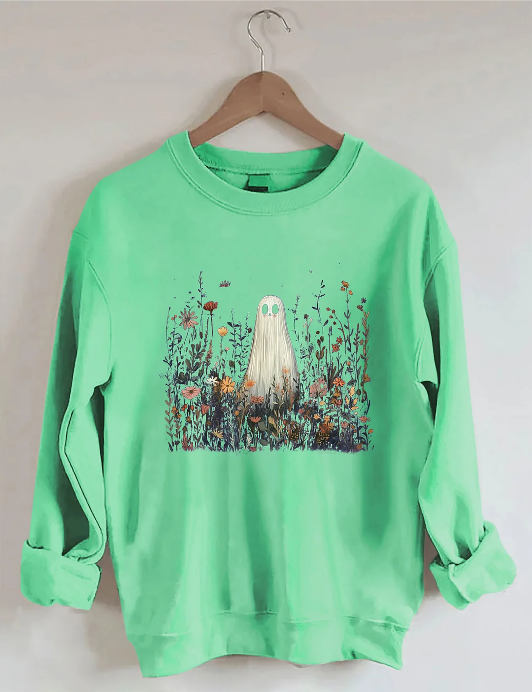 Cute Ghost In Wildflowers Sweatshirt