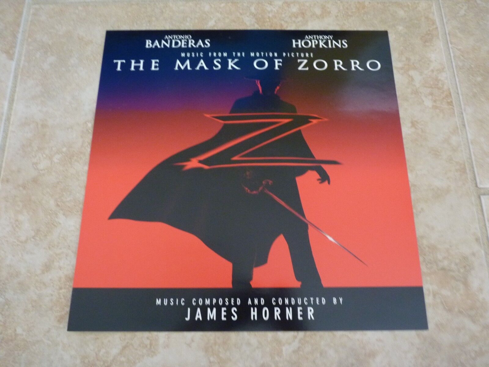 Mask of Zorro Antonio Banderas Hopkins Promo LP Record Photo Poster painting Flat 12X12 Poster