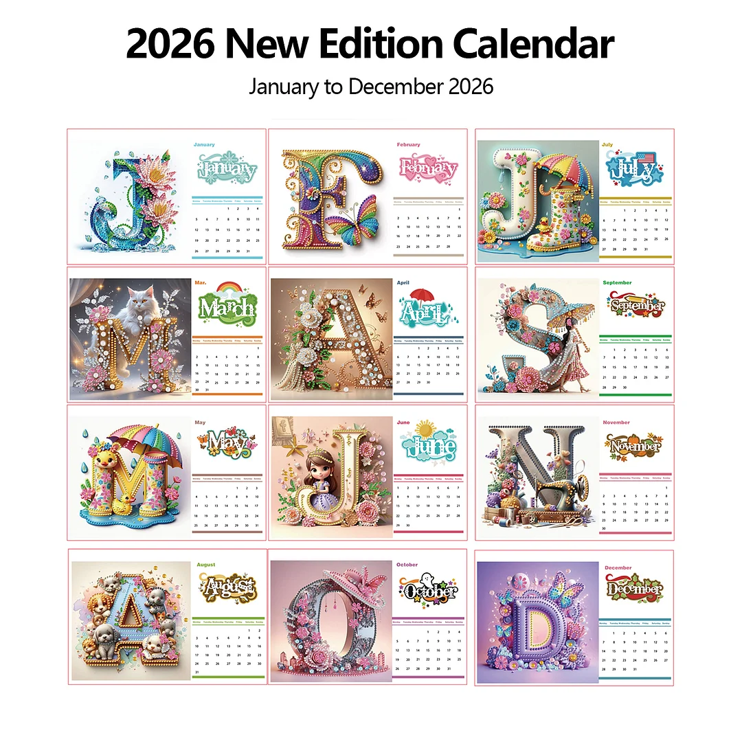 5D/DIY Calendar Crystal Painting Desk Calendars Kit Diamond Decorations Calendar