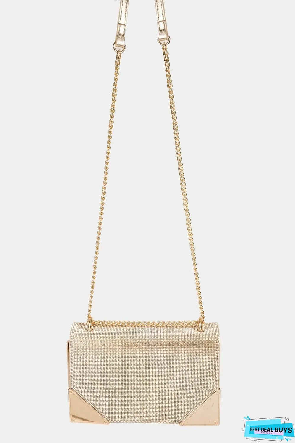 Fame Rhinestone Studded Rectangle Crossbody Bag