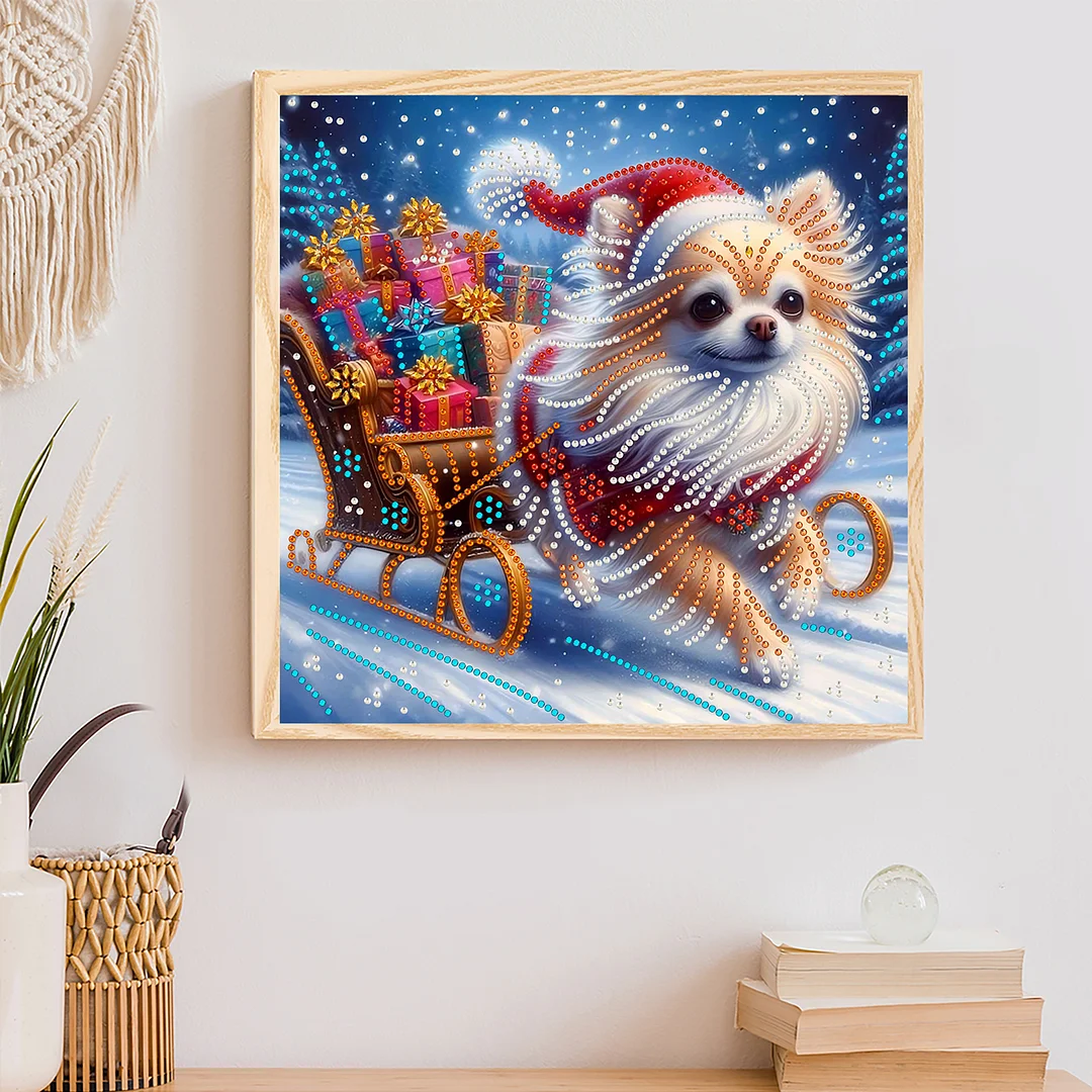 Christmas Dog - Diamond Painting - Partial Special Shaped Drill(Canvas|30*30cm)