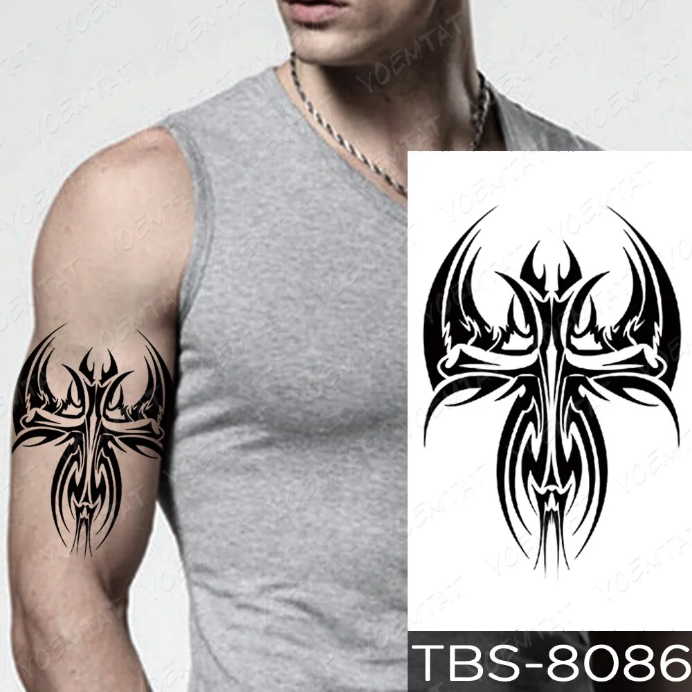 Sdrawing Temporary Tattoo Sticker Yin Yang Dragon Feather Wings Flash Tattoos Wolf Totem Body Art Arm Fake Tatoo Men