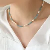 Blue Natural Stones & Freshwater Pearls Necklace