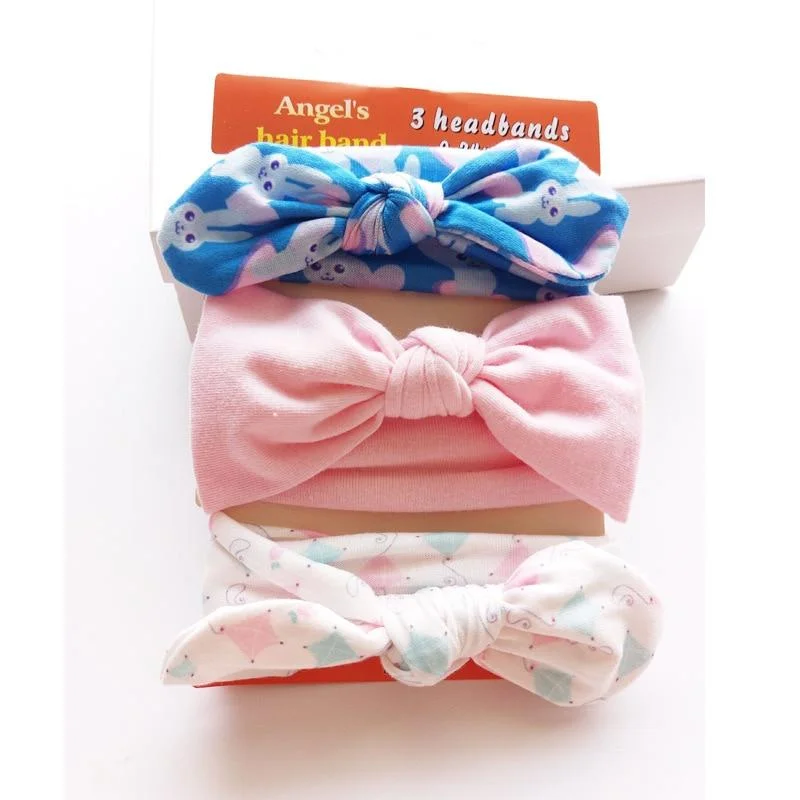 3pcs/set Baby Headband Girls Hair Accessories Cotton Rabbit Ear Turban Bow Elastic Hairband Baby Princess Christmas Day Gifts