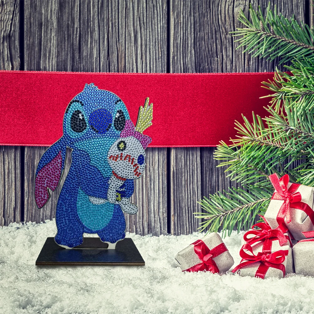 DIY Stitch Table Ornament Art Crafts Wooden Single Sided Home Decoration