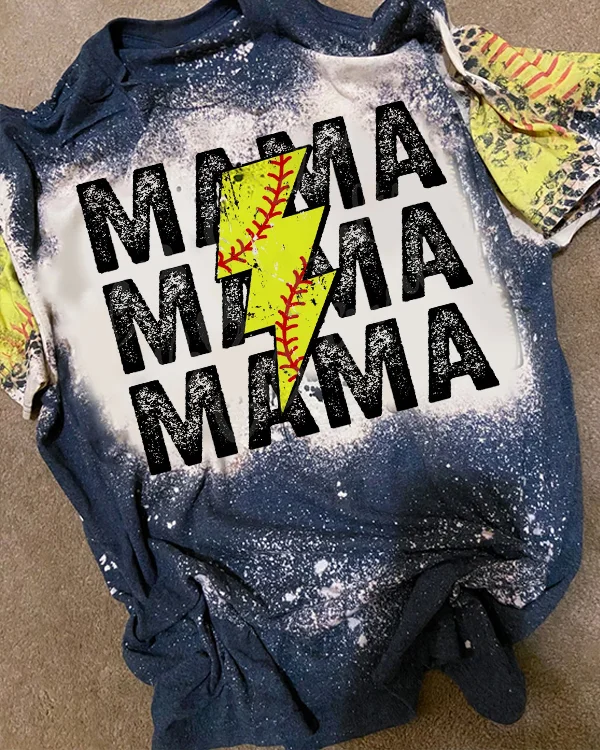  Softball Mama Thunder Bleached  Shirt