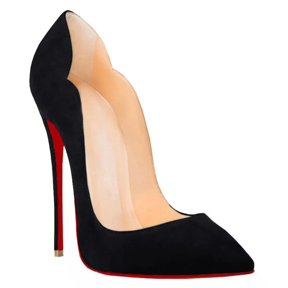 120mm Women's High Heels for Party Wedding Suede Red Soles Pumps-vocosishoes