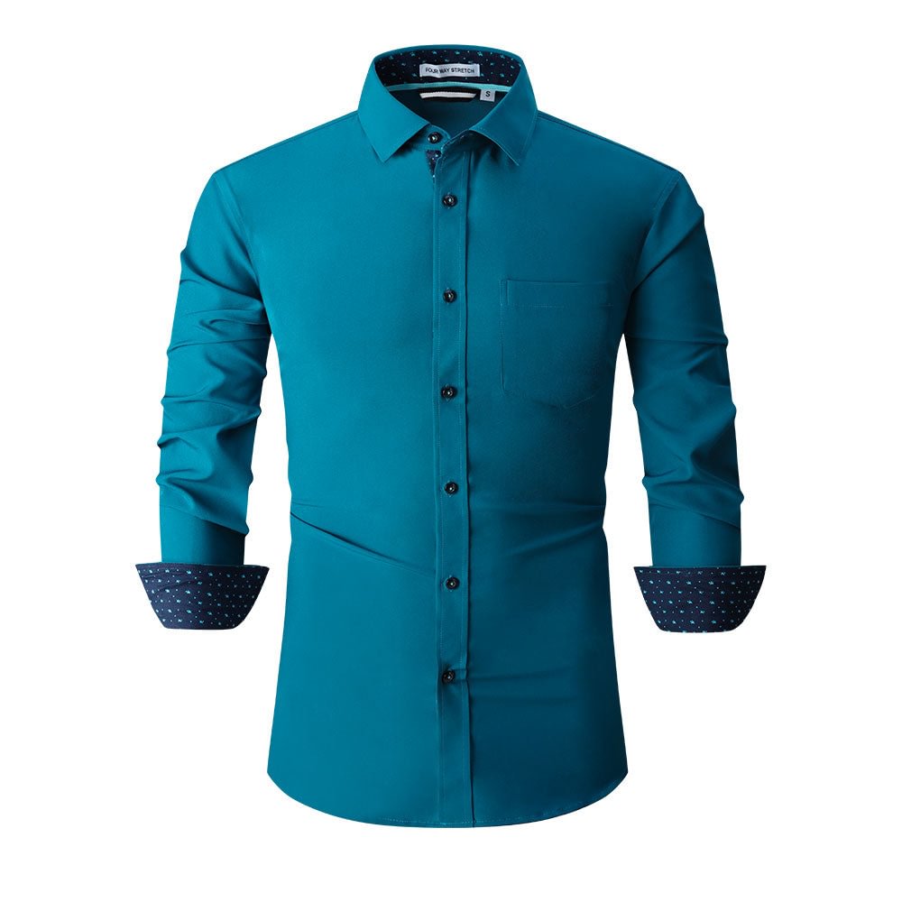 Men's Poli Stretch Shirt Teal Alex Vando Fashion