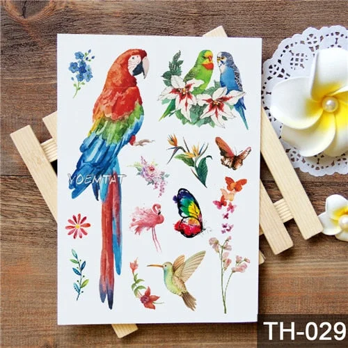 Waterproof Temporary Tattoo Stickers Rose Flowers Leaves Colorful Flash Tatto Sexy Arm Neck Body Art Fake Tattoos For Women Men