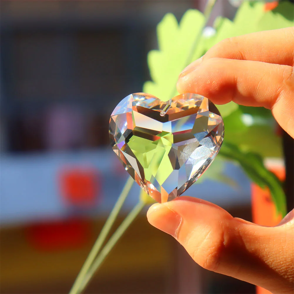 Colorful Crystal Prism Ball Pendulum Pendant for Garden Window (Heart)