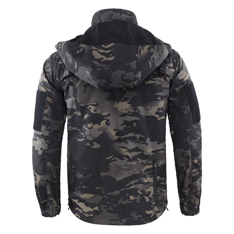 Tactical Jacket Camouflage Windbreaker Hooded Stand Collar Jacket