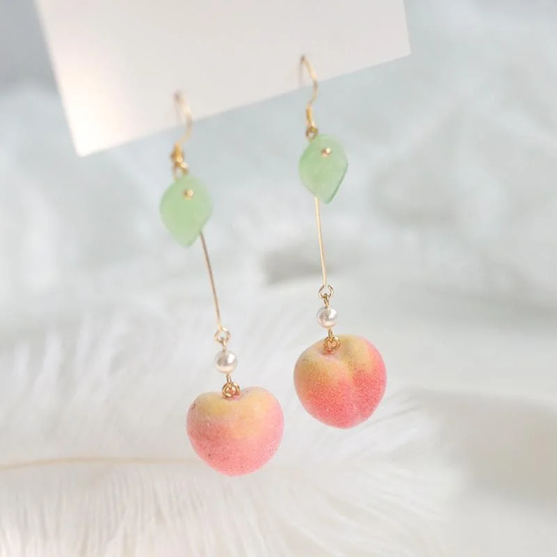 Cute Pink Fruit Peach Earrings SP15079