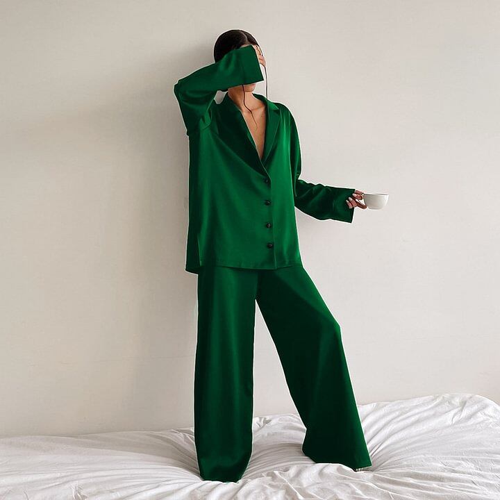 Silk Pajamas Women 22 Momme Mulberry Silk Oversized Long Sleeve Sleepwear REAL SILK LIFE