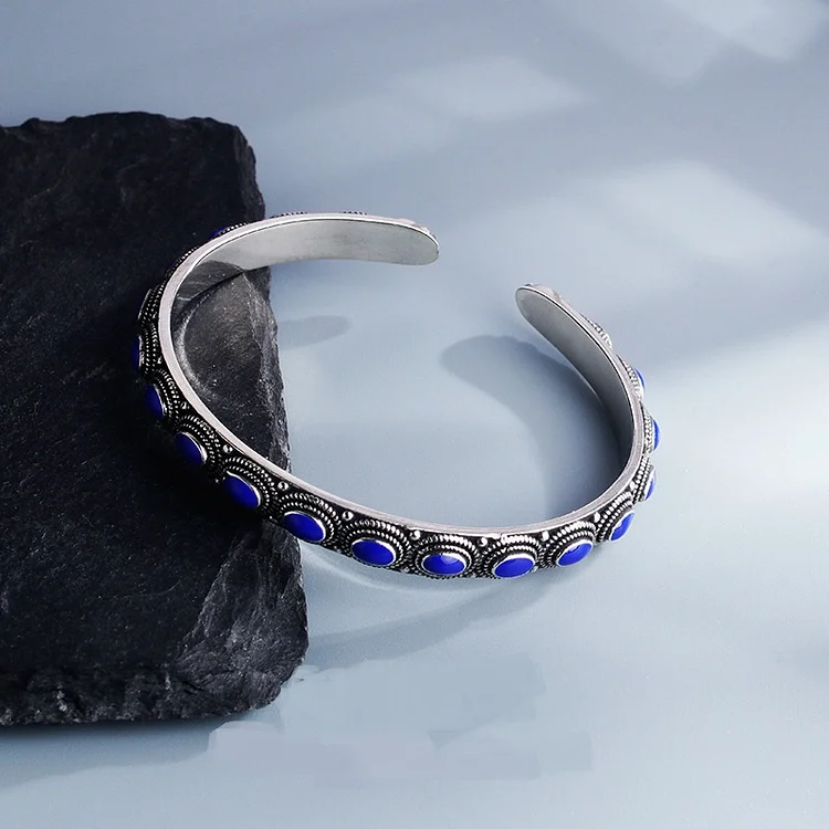 Ethnic Style Sapphire Open Bracelet