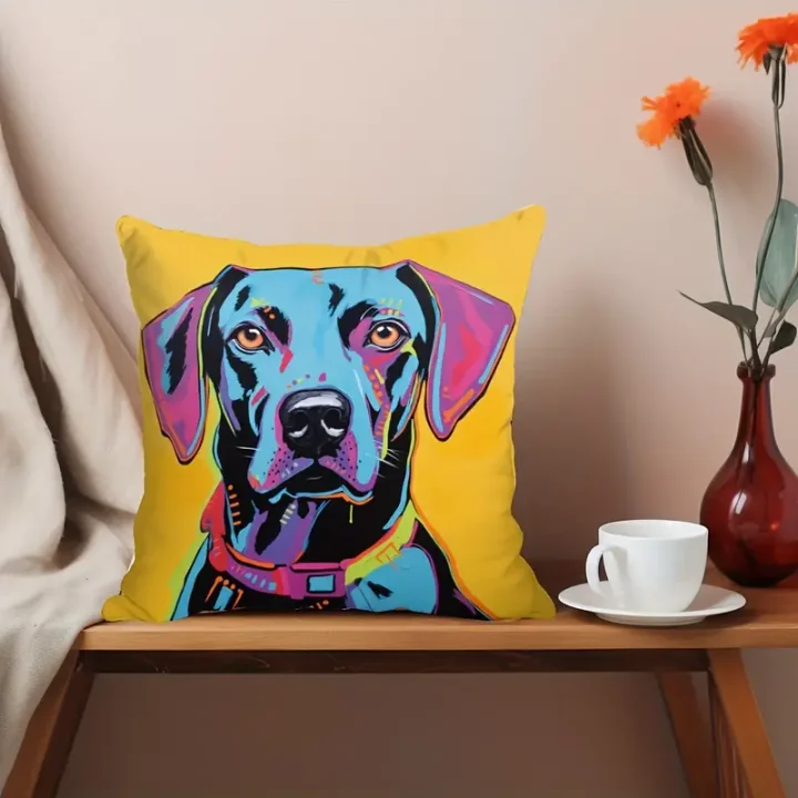 1pc blue dog pillow flannel pillowcase for household sofas office chairs pattern printed pillowcases cushions pillowcases suitable for sofa beds car living rooms home decoration room decoration no pillow core 17 7 17 7 in details 3