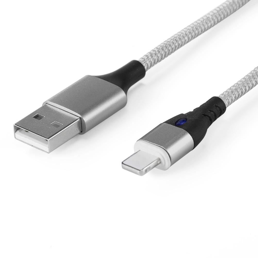 

Magnetic 8Pin Nylon 1m 5V 3A Fast Charging Data Cable Wire w/Light, Silver, 501 Original