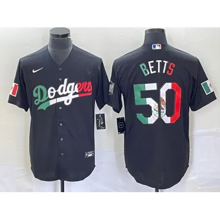 Men's Los Angeles Dodgers #50 Mookie Betts Black Mexico Cool Base Stitched Baseball Jersey FCFG