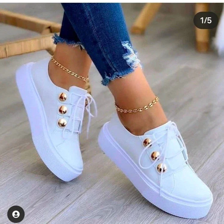 Qengg White Shoes Women 2022 Fashion Round Toe Platform Shoes Size 43 Casual Shoes Women Lace Up Flats Women Loafers Zapatos Mujer