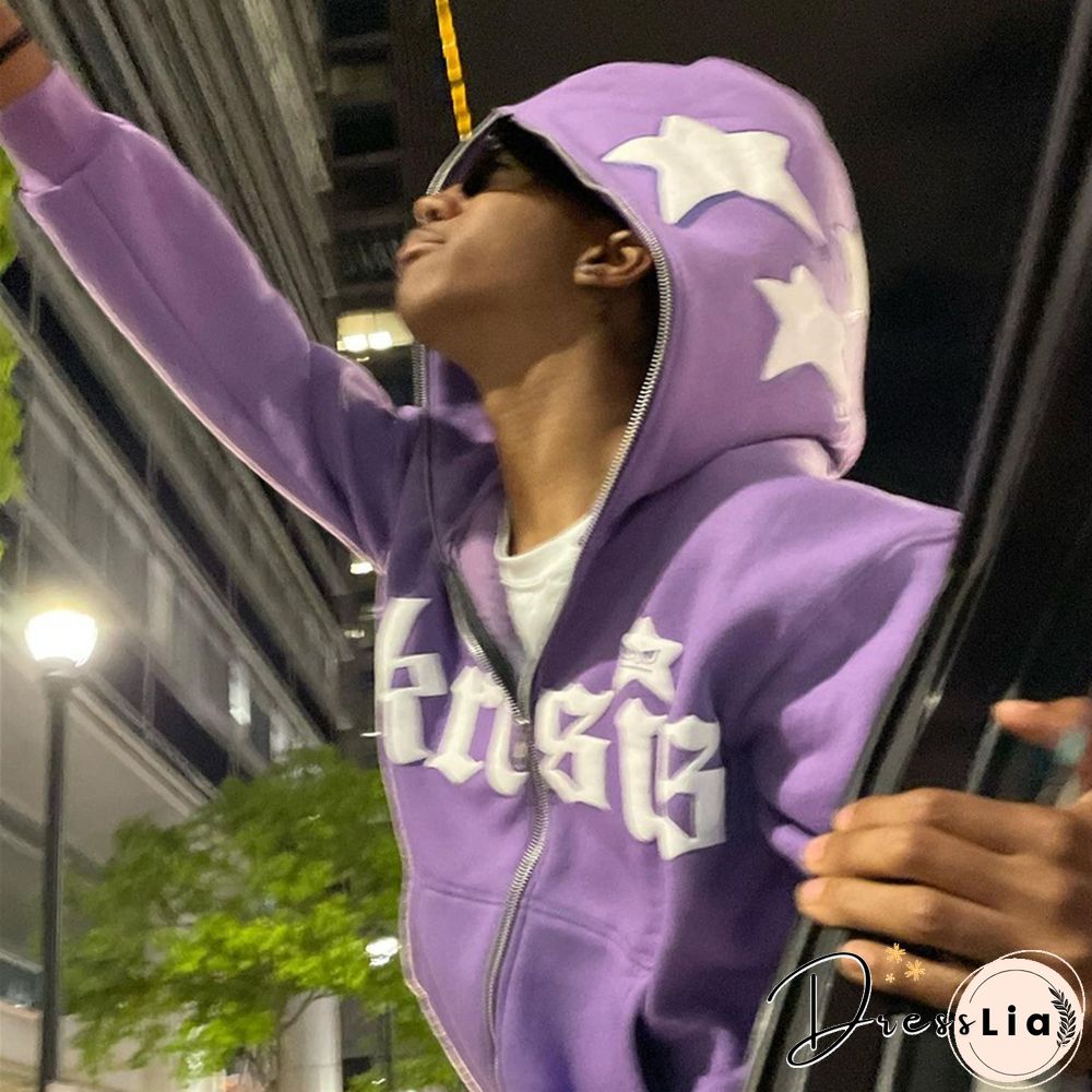 Fashion Men Sweatshirt Y2k Aesthetic Fairy Grunge Long Sleeve Hooded Tops Mens Hoodies Zipper Clothes Streetwear