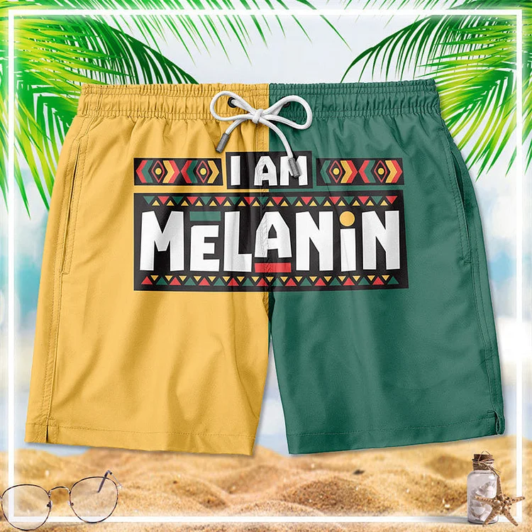 I Am Melanin Summer Beach Shorts