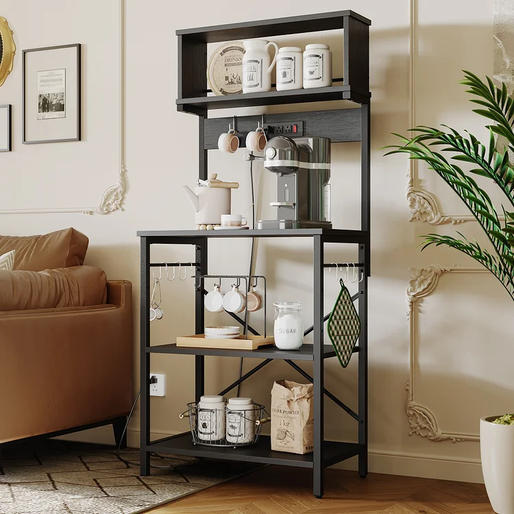 Bestier 60.3''H Adjustable Kitchen Baker's Rack with Hutch & Power Outlets