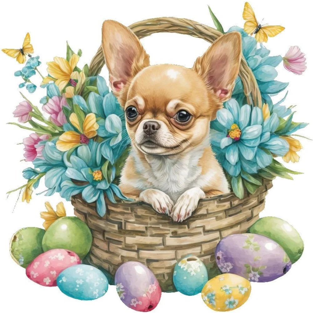 Diamond Painting - Full Round Drill - Easter Dog(Canvas|30*30cm)