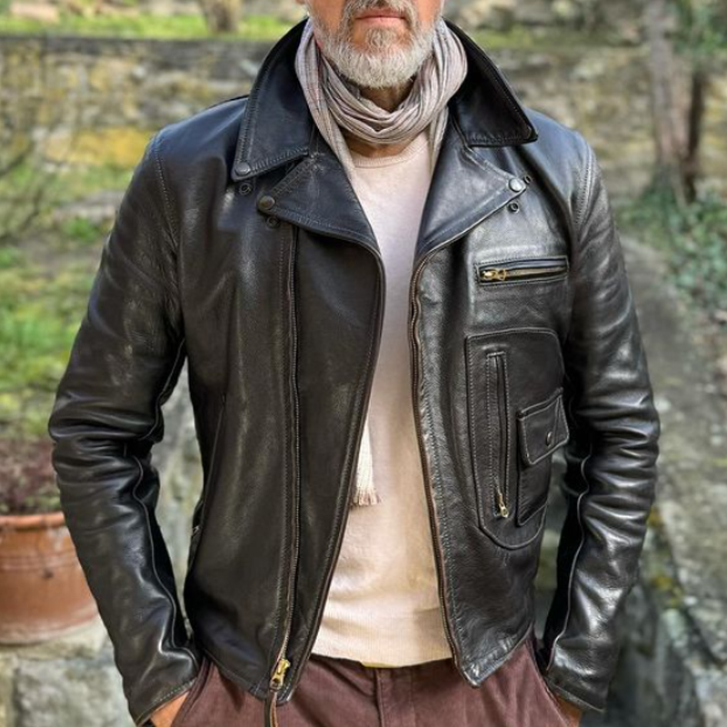 Vintage Men's PU Leather Zipper Jacket
