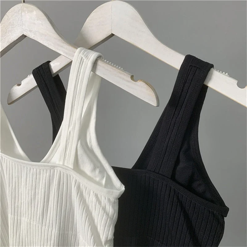 Women Tank Crop Top Sexy Knitted Tops Camisole Massage Pad Underwear Female Crop Top Backless Sleeveless Intimate Lingerie Femme