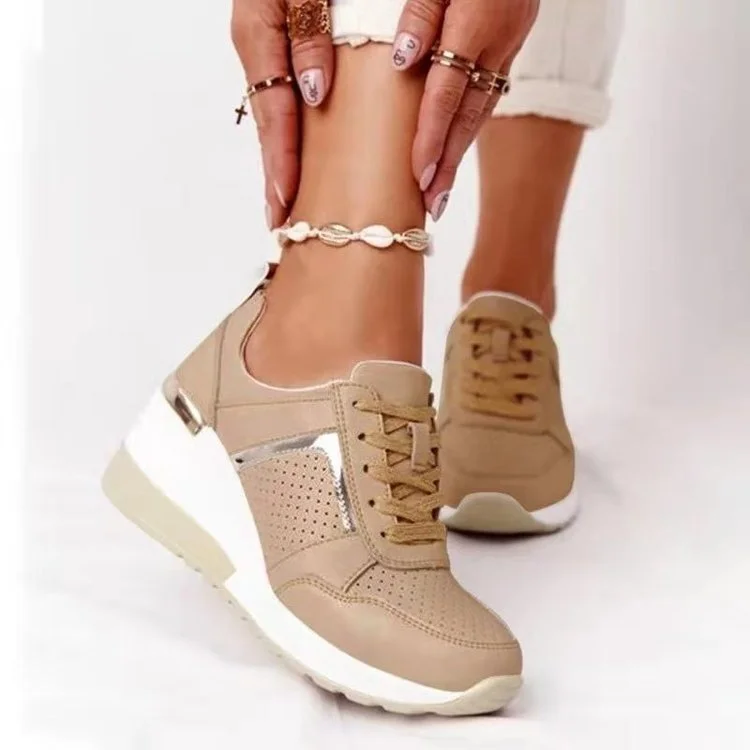 Women's Shoes 2021 Summer Wedge Platform Casual Shoes Women Lace Up Sports Shoes Woman Plus Size Non Slip Breathable Sneaker