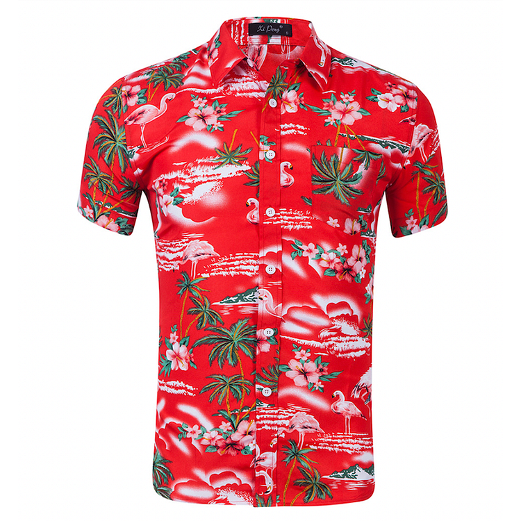 BrosWear Men's Hawaiian Holiday Style Short Sleeve  Shirt