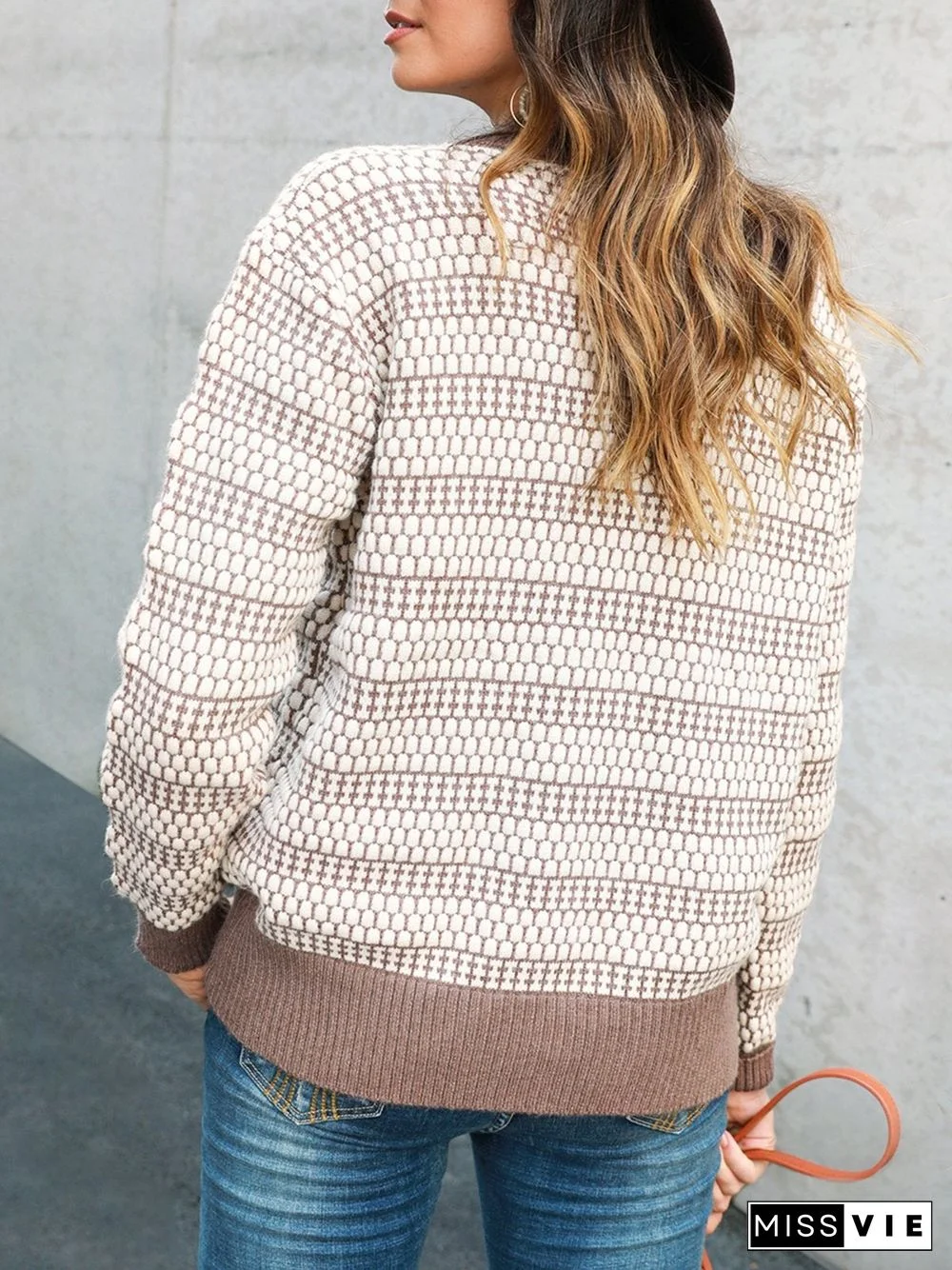 Knitted Shift Sweet V Neck Sweater